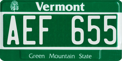 VT license plate AEF655