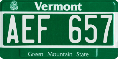 VT license plate AEF657