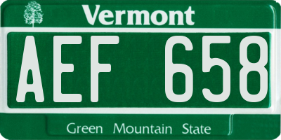 VT license plate AEF658