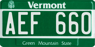 VT license plate AEF660