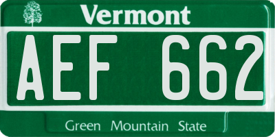 VT license plate AEF662