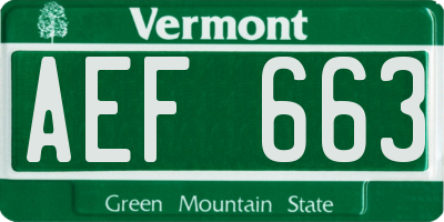 VT license plate AEF663