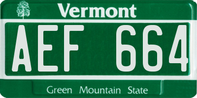VT license plate AEF664