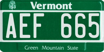 VT license plate AEF665