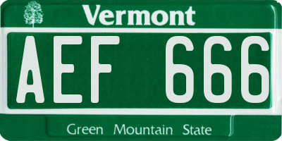 VT license plate AEF666