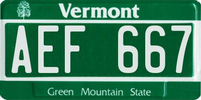 VT license plate AEF667
