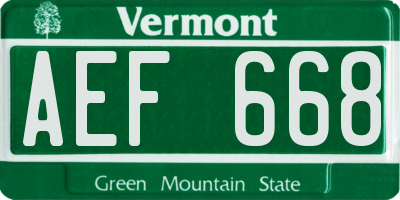 VT license plate AEF668