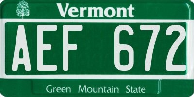 VT license plate AEF672