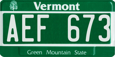 VT license plate AEF673