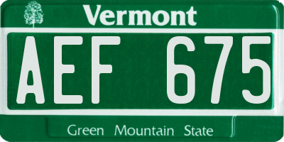 VT license plate AEF675