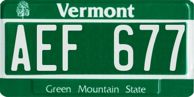 VT license plate AEF677