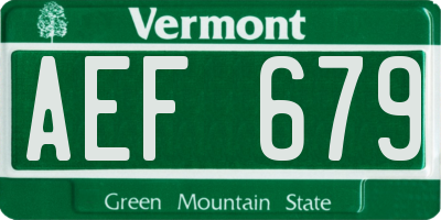 VT license plate AEF679
