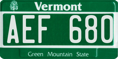 VT license plate AEF680