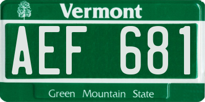 VT license plate AEF681