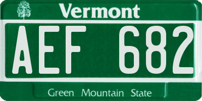 VT license plate AEF682