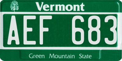 VT license plate AEF683