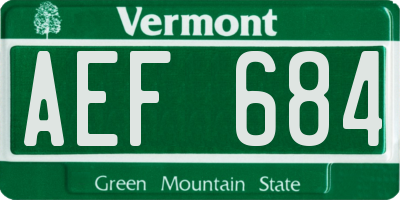 VT license plate AEF684