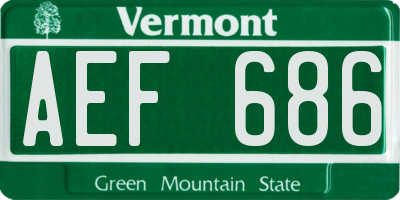 VT license plate AEF686