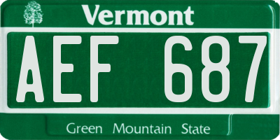 VT license plate AEF687