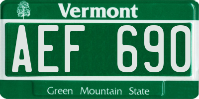 VT license plate AEF690