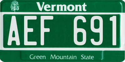 VT license plate AEF691