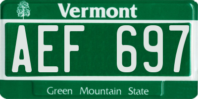VT license plate AEF697