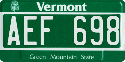 VT license plate AEF698