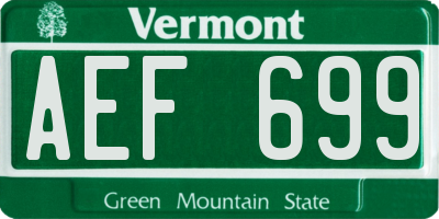 VT license plate AEF699