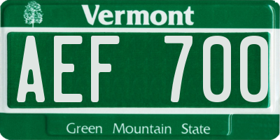 VT license plate AEF700