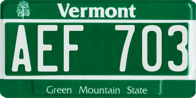 VT license plate AEF703