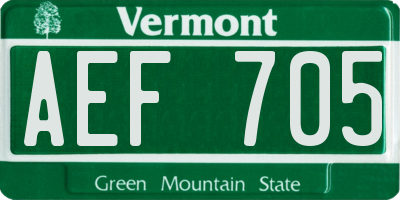 VT license plate AEF705