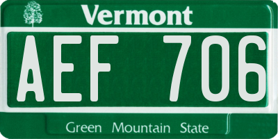 VT license plate AEF706