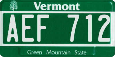 VT license plate AEF712