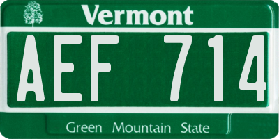 VT license plate AEF714