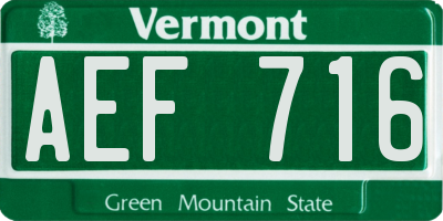 VT license plate AEF716