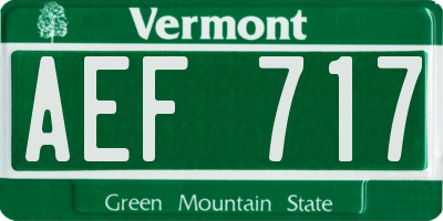 VT license plate AEF717