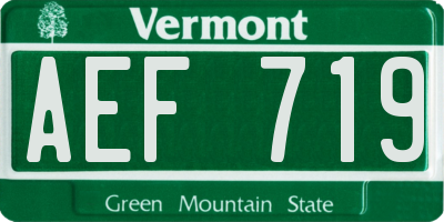 VT license plate AEF719
