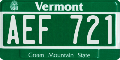VT license plate AEF721