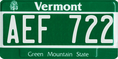 VT license plate AEF722