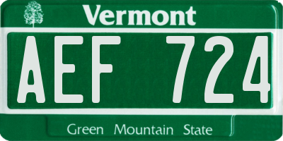 VT license plate AEF724