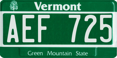 VT license plate AEF725