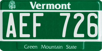 VT license plate AEF726
