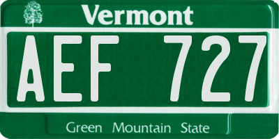 VT license plate AEF727