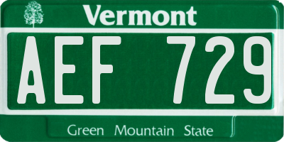 VT license plate AEF729