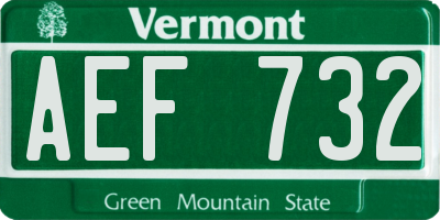 VT license plate AEF732
