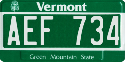 VT license plate AEF734