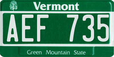 VT license plate AEF735