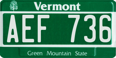 VT license plate AEF736
