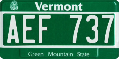 VT license plate AEF737