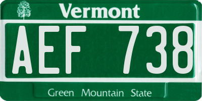 VT license plate AEF738